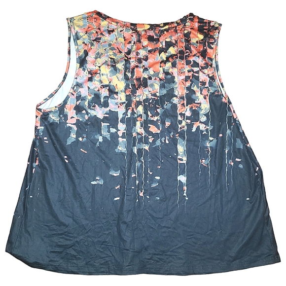 Lishly Curve Colorful Abstract Sleeveless V Neck Stretchy Flowy Blouse Top 2XL - Picture 12 of 15